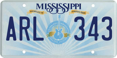 MS license plate ARL343