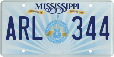 MS license plate ARL344