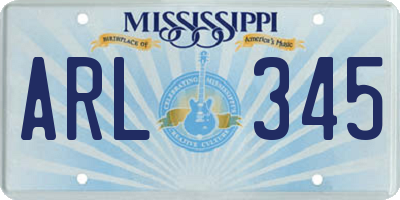 MS license plate ARL345