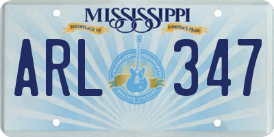 MS license plate ARL347