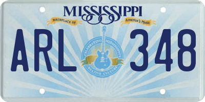MS license plate ARL348