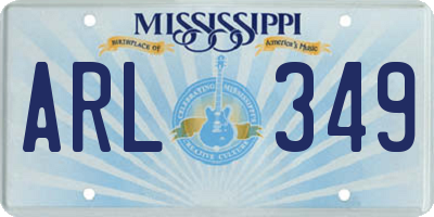 MS license plate ARL349
