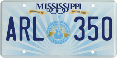 MS license plate ARL350