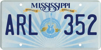 MS license plate ARL352