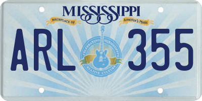 MS license plate ARL355