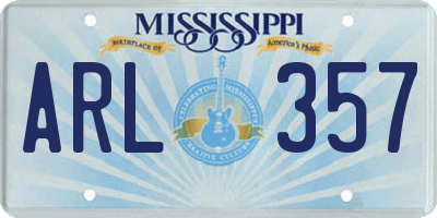 MS license plate ARL357