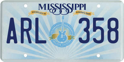 MS license plate ARL358