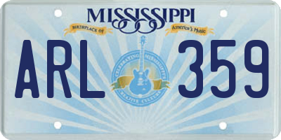 MS license plate ARL359