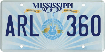 MS license plate ARL360