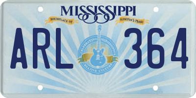MS license plate ARL364
