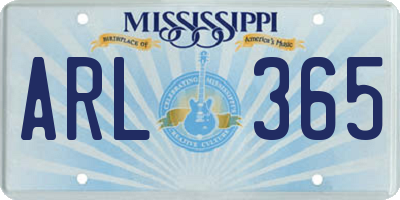 MS license plate ARL365
