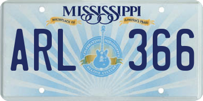 MS license plate ARL366
