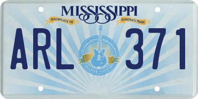 MS license plate ARL371