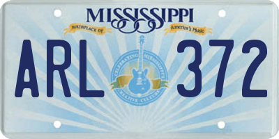 MS license plate ARL372