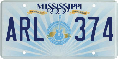 MS license plate ARL374