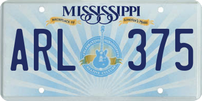 MS license plate ARL375