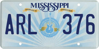 MS license plate ARL376