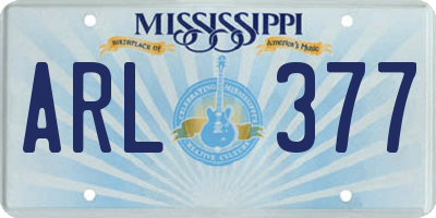 MS license plate ARL377