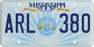 MS license plate ARL380