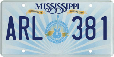MS license plate ARL381