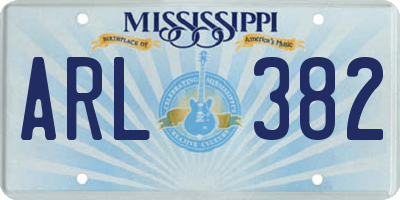 MS license plate ARL382