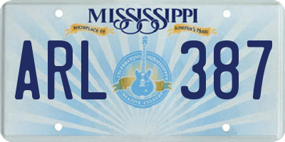 MS license plate ARL387