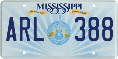 MS license plate ARL388