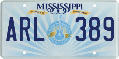 MS license plate ARL389
