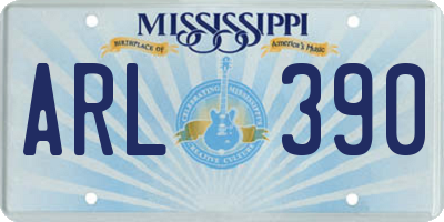 MS license plate ARL390