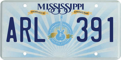 MS license plate ARL391