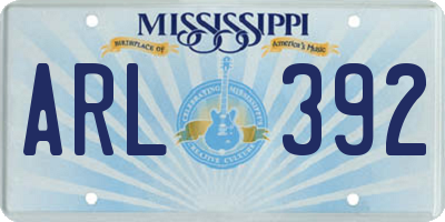 MS license plate ARL392