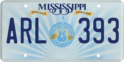 MS license plate ARL393