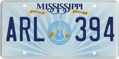MS license plate ARL394