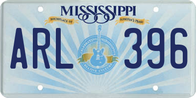 MS license plate ARL396