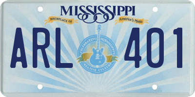 MS license plate ARL401