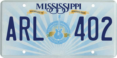 MS license plate ARL402