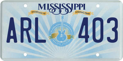 MS license plate ARL403