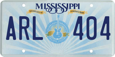 MS license plate ARL404