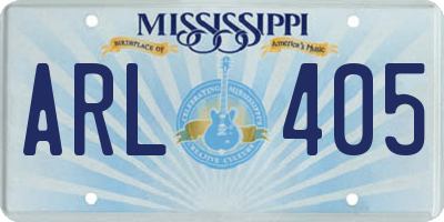 MS license plate ARL405