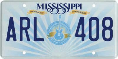 MS license plate ARL408