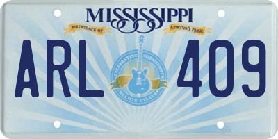 MS license plate ARL409