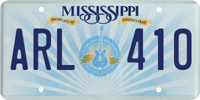 MS license plate ARL410