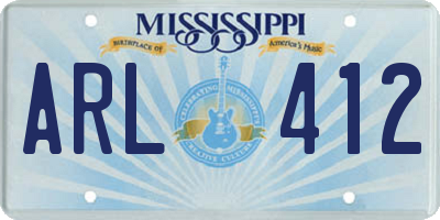MS license plate ARL412