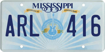 MS license plate ARL416