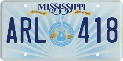 MS license plate ARL418
