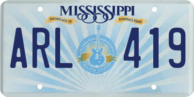 MS license plate ARL419