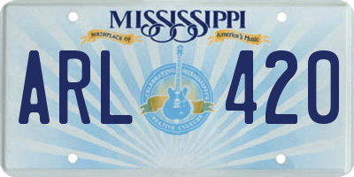 MS license plate ARL420