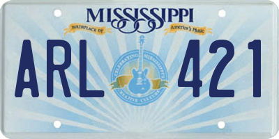 MS license plate ARL421