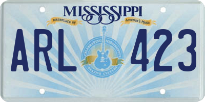 MS license plate ARL423