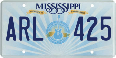 MS license plate ARL425